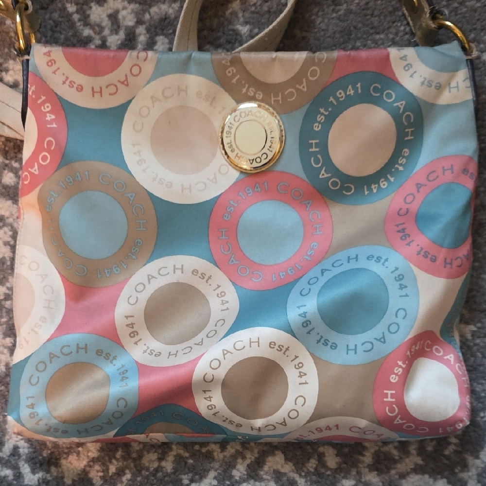Coach Multicolor Signature Circle Tote